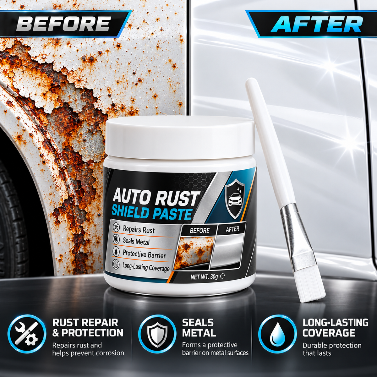 🚗50% OFF NOW! Car Metal Rust Repair Paste‑ Auto Rust Shield Anti‑Corrosion Restoration Cream, Long‑Lasting Protective Barrier for Car Metal Surfaces