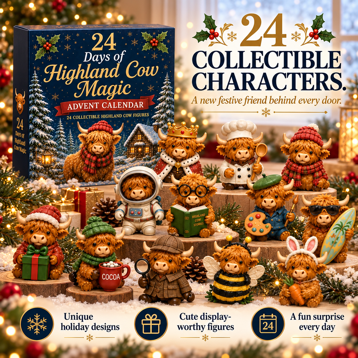 24 Days of Highland Cow Advent Calendar