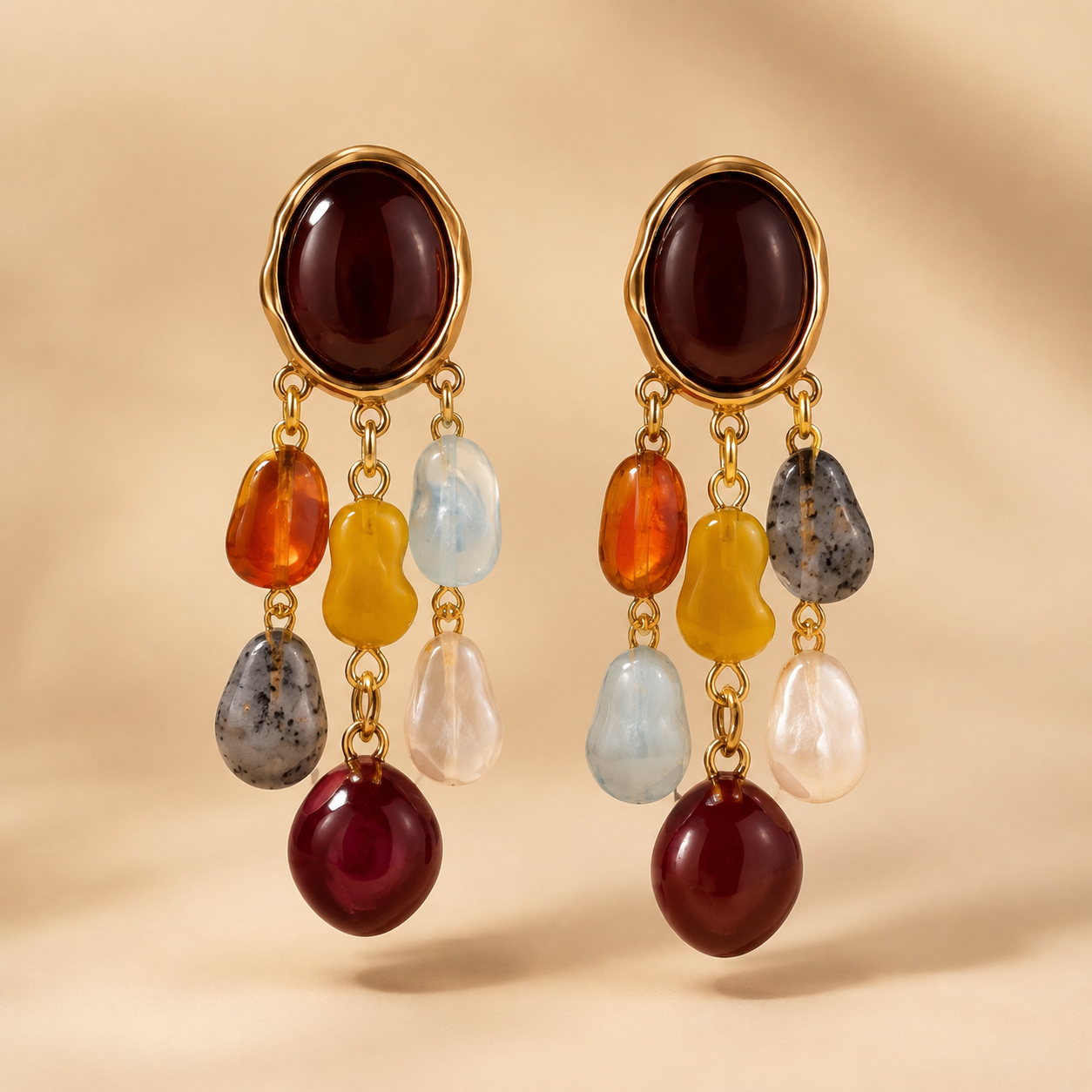Gemstone Cascade Drop Earrings
