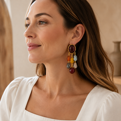 Gemstone Cascade Drop Earrings