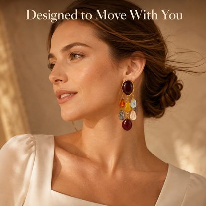 Gemstone Cascade Drop Earrings