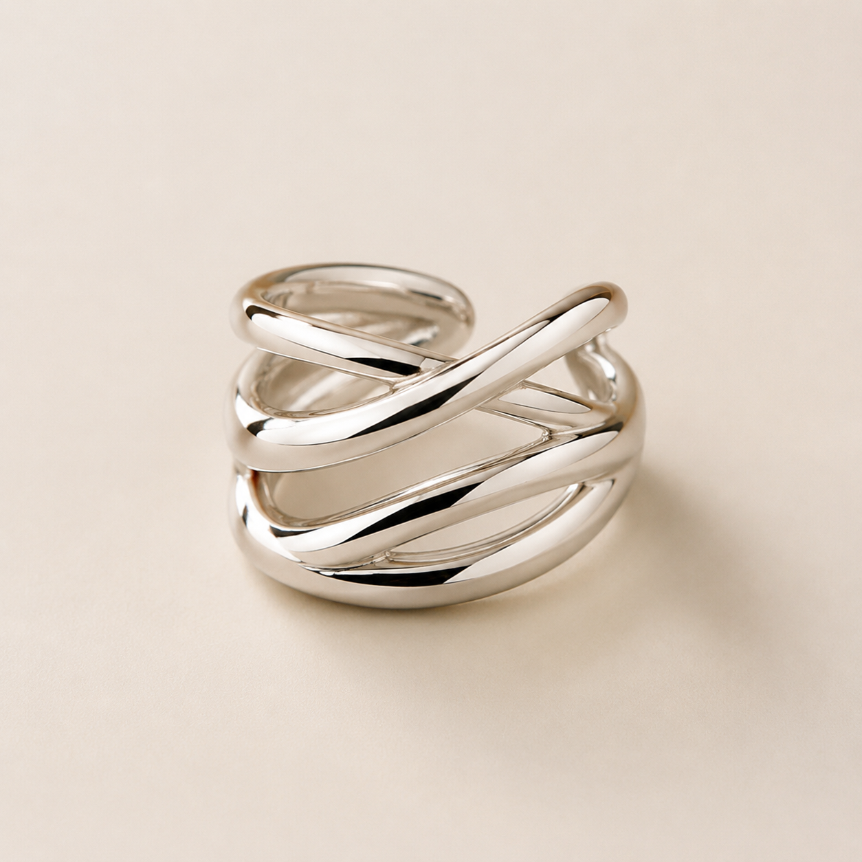 Sculptural Crossover Ring