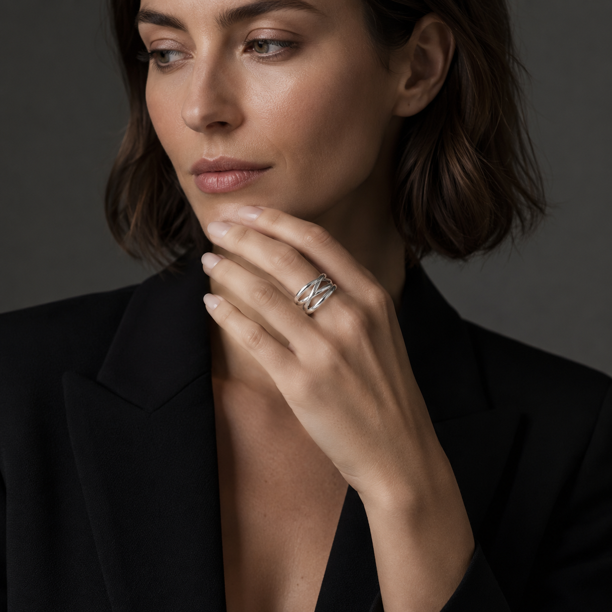 Sculptural Crossover Ring