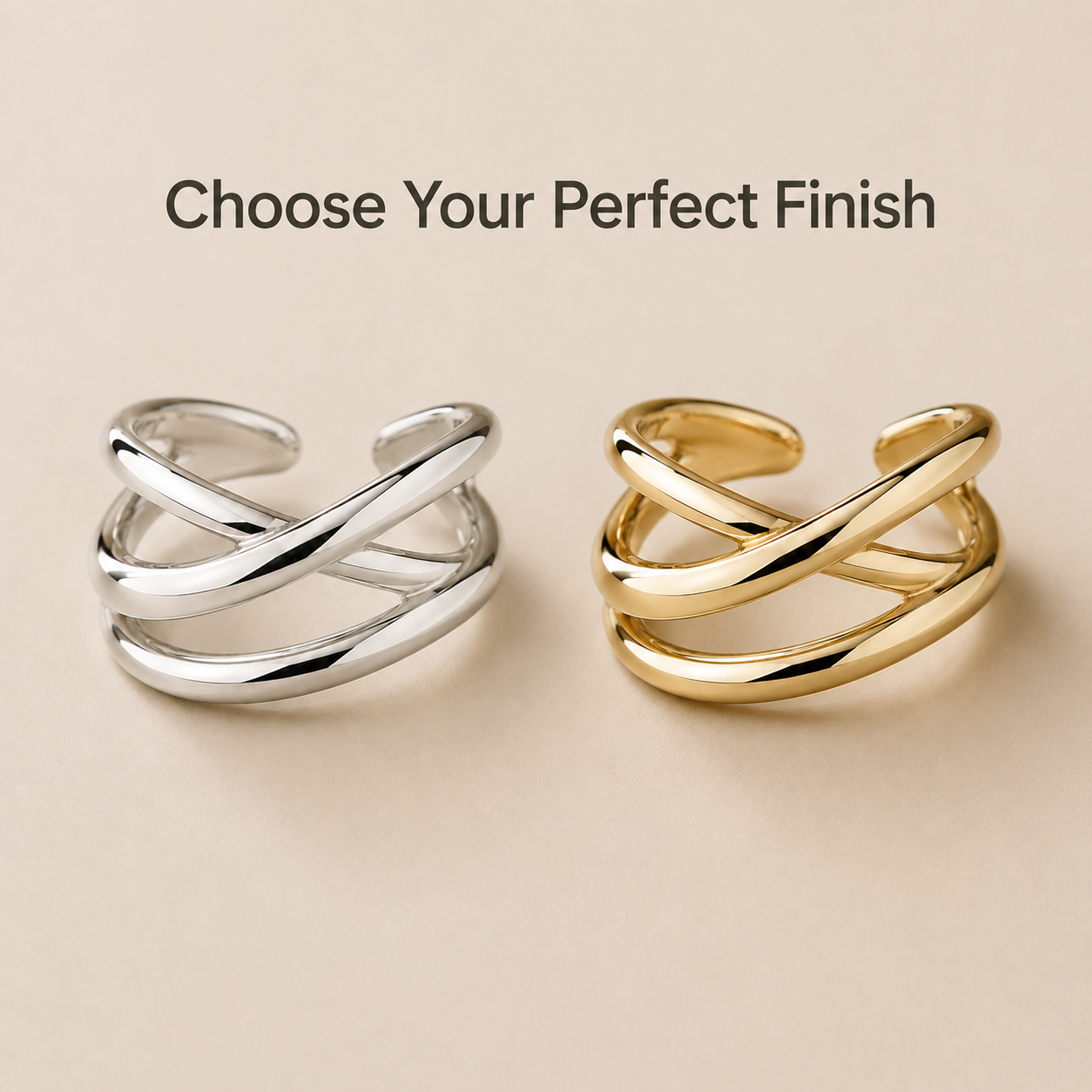 Sculptural Crossover Ring