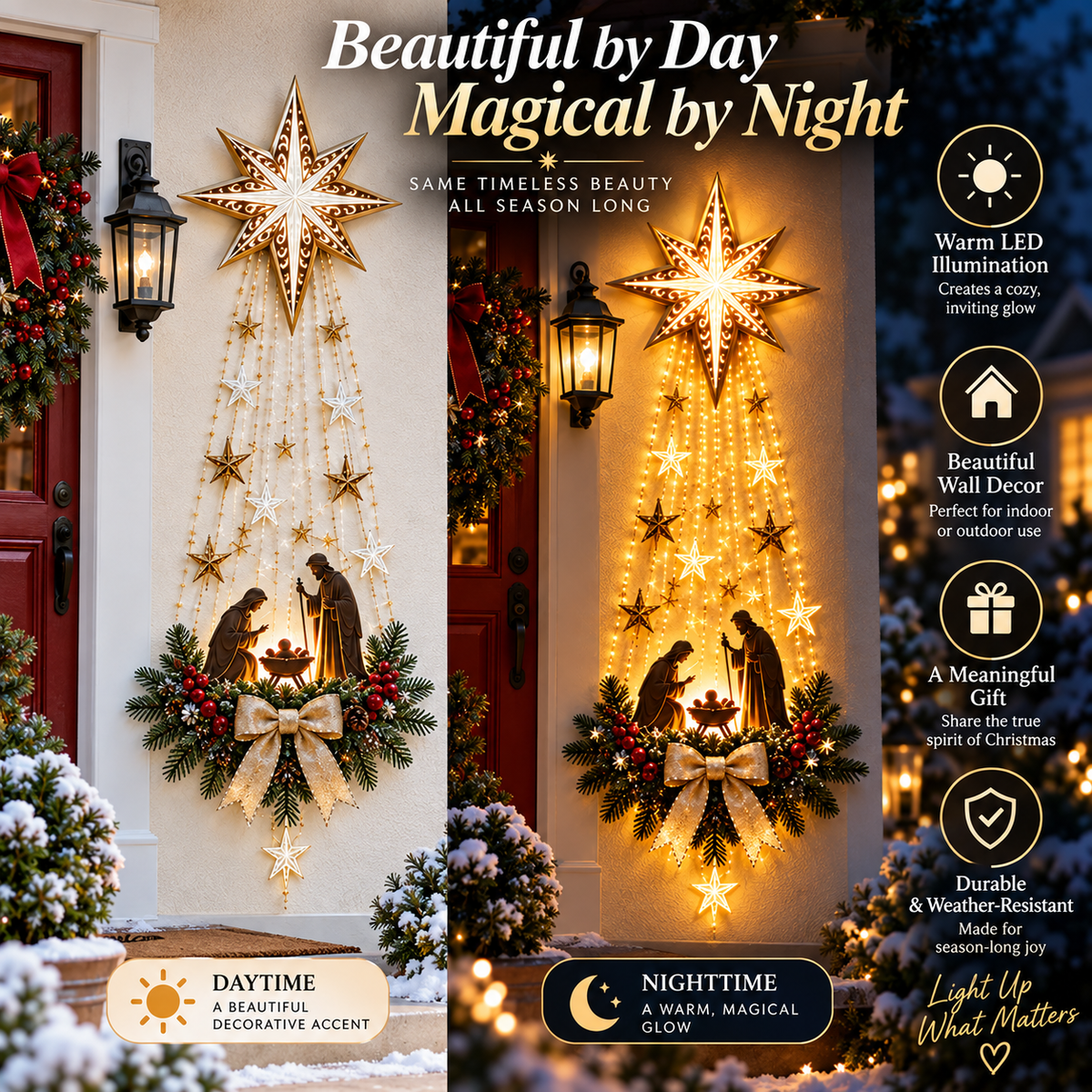 ✨Last Day 50% OFF✨✝️ Bethlehem Star  – Lighted Nativity Wall Decor