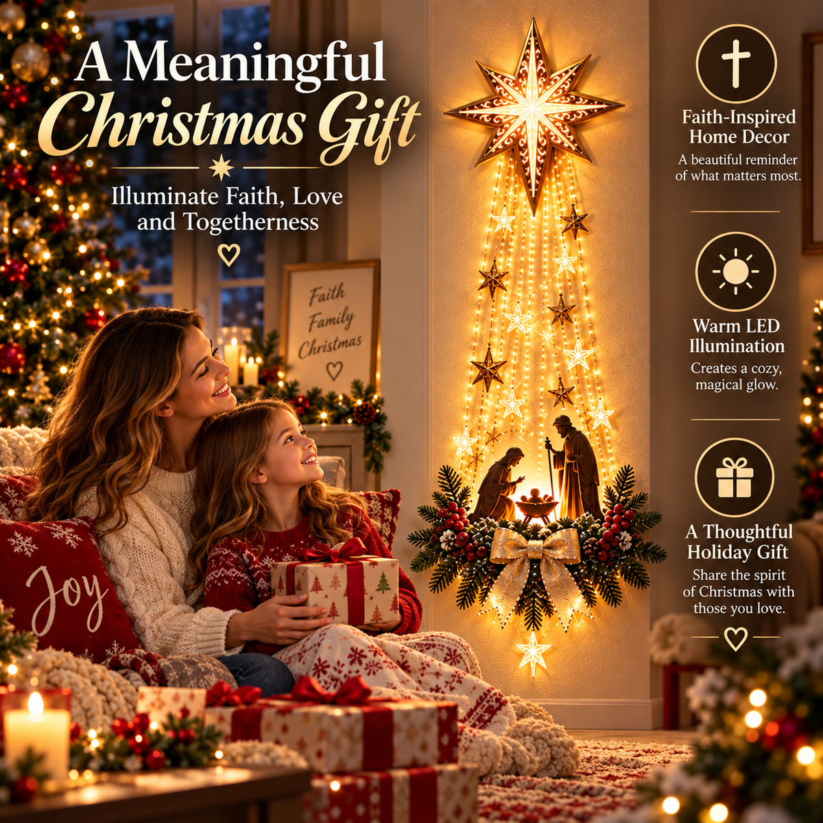 ✨Last Day 50% OFF✨✝️ Bethlehem Star  – Lighted Nativity Wall Decor